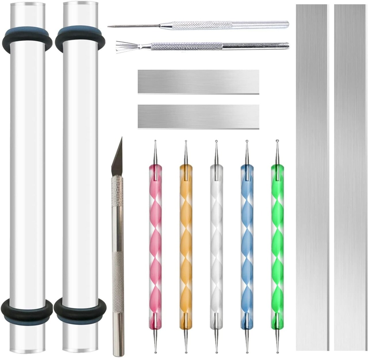 14 Polymer Clay Tools Acrylic Roller Clay Rolling Pin with Thickness Rings